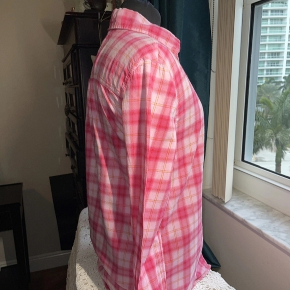 PINK Victoria's Secret Vibrant Pink Plaid Shirt - Picture 12 of 13